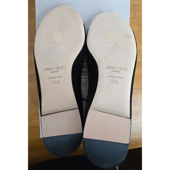 JIMMY CHOO Vernie Black Suede Lace Up Ballet Flat Shoes Size 38.5 - Picture 10 of 16